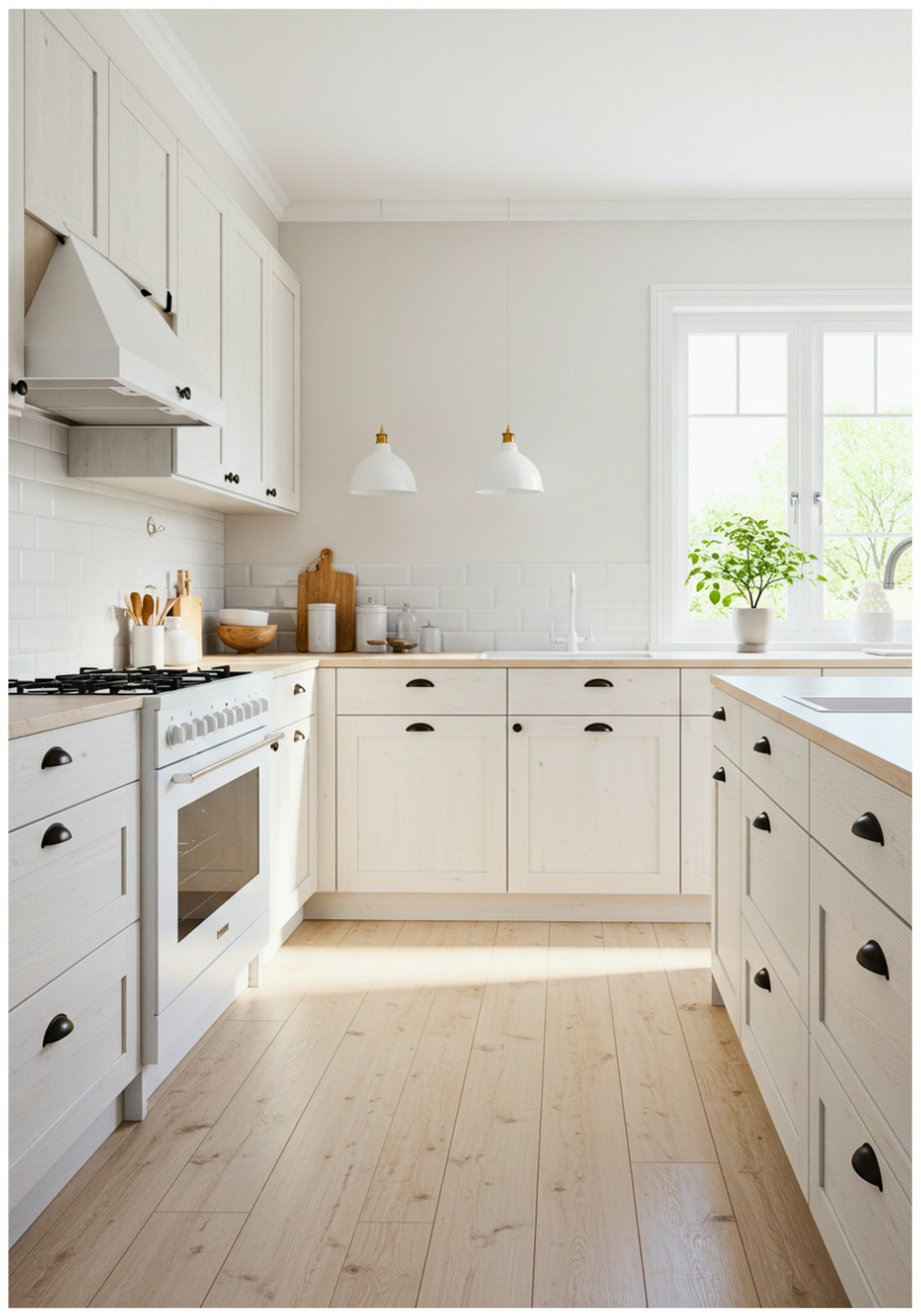 Scandinavian White Cupboards Kitchen