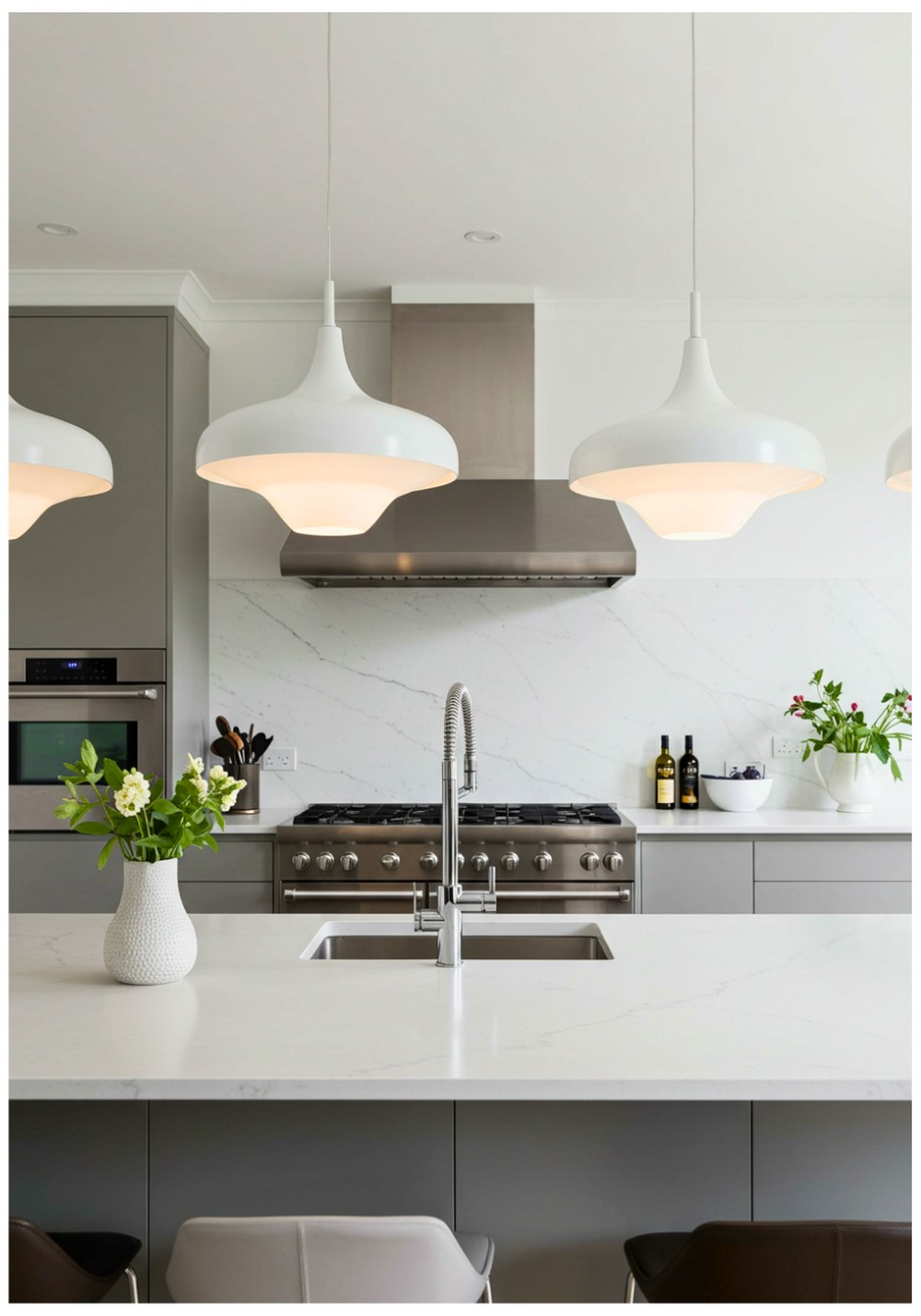 Sculptural White Pendant Fixtures