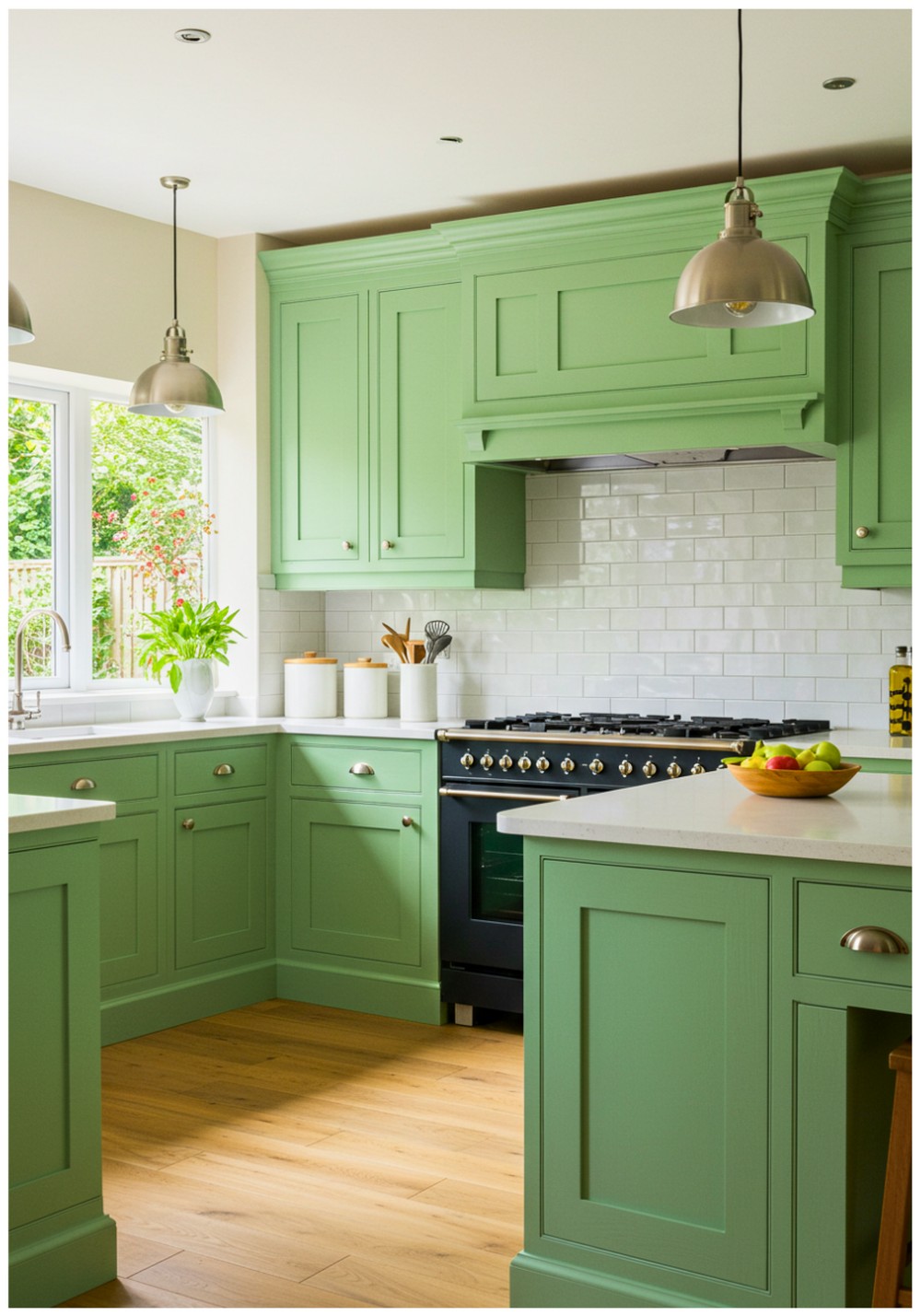 Transitional Pistachio Kitchen