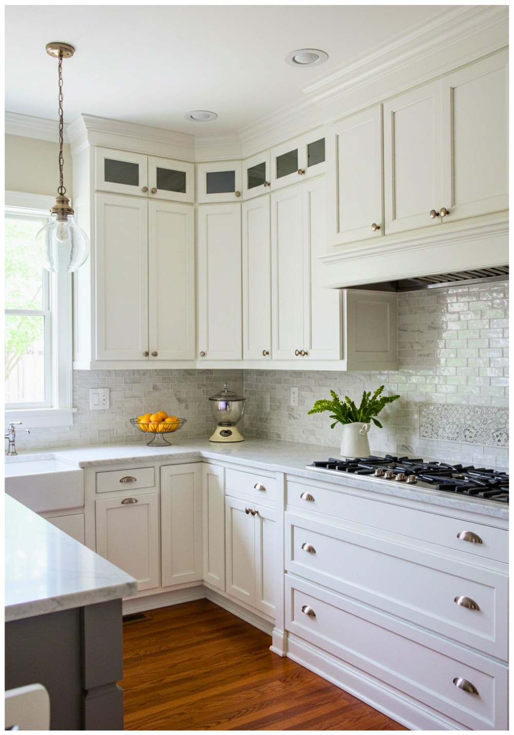 Transitional White Cupboards Kitchen
