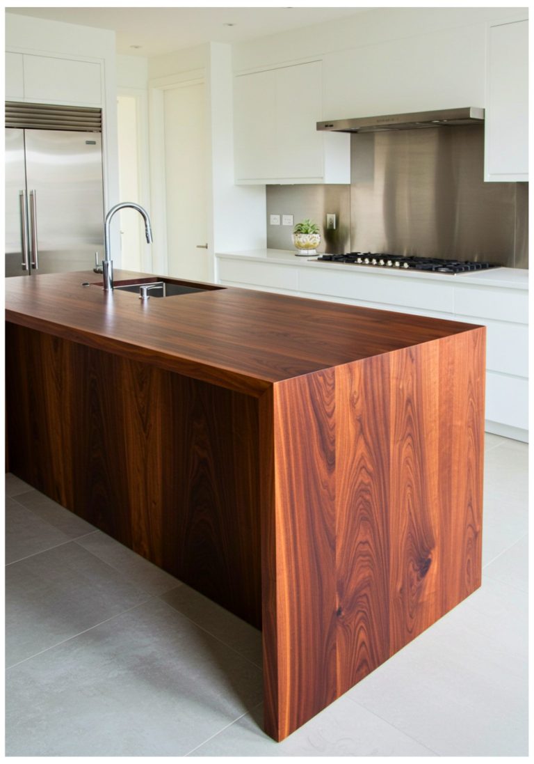 Walnut Island With Waterfall Edge