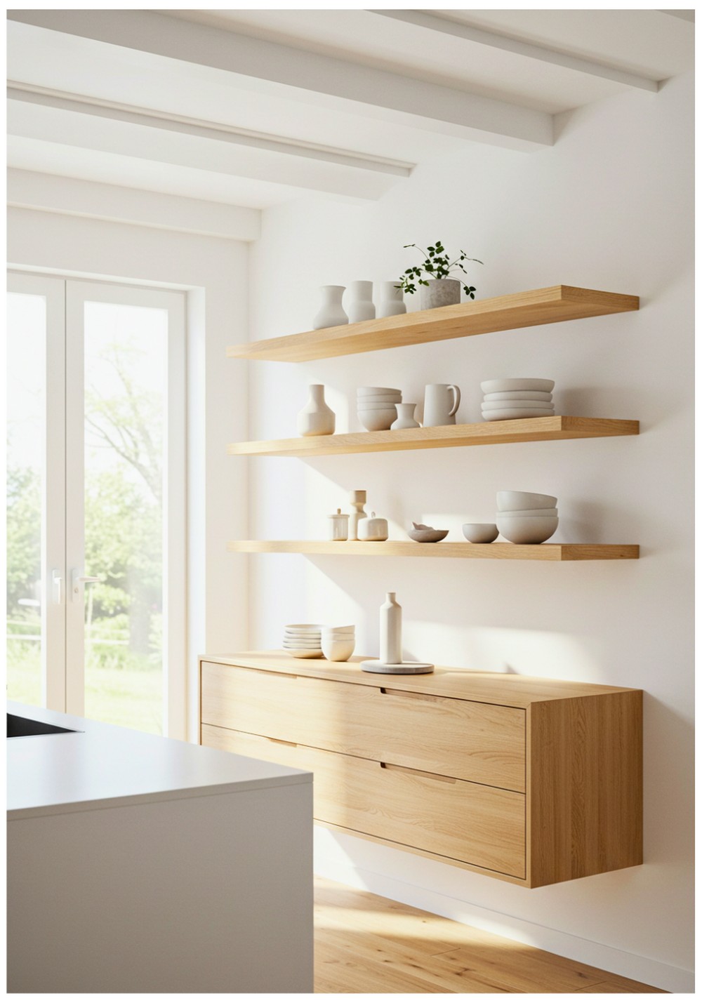 White Oak Floating Shelves