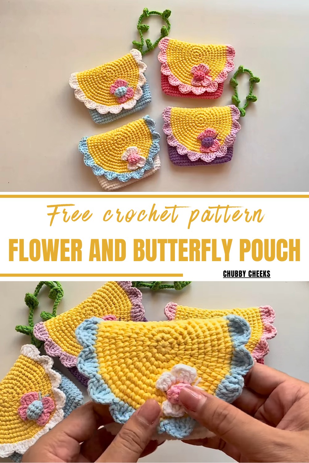 Crochet Flower And Butterfly Pouch Pattern