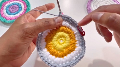 Crochet Rainbow Themed Tea Coaster Pattern 5