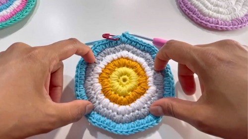 Crochet Rainbow Themed Tea Coaster Pattern 6