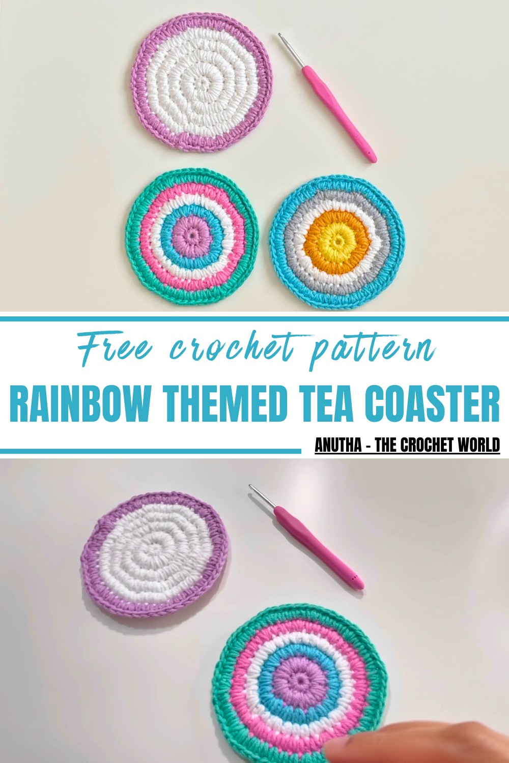 Crochet Rainbow Themed Tea Coaster Pattern