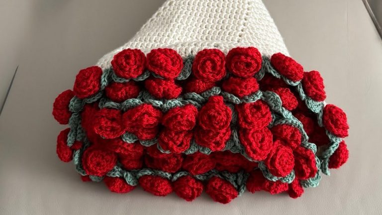Crochet Rose Bouquet Blanket Pattern 10
