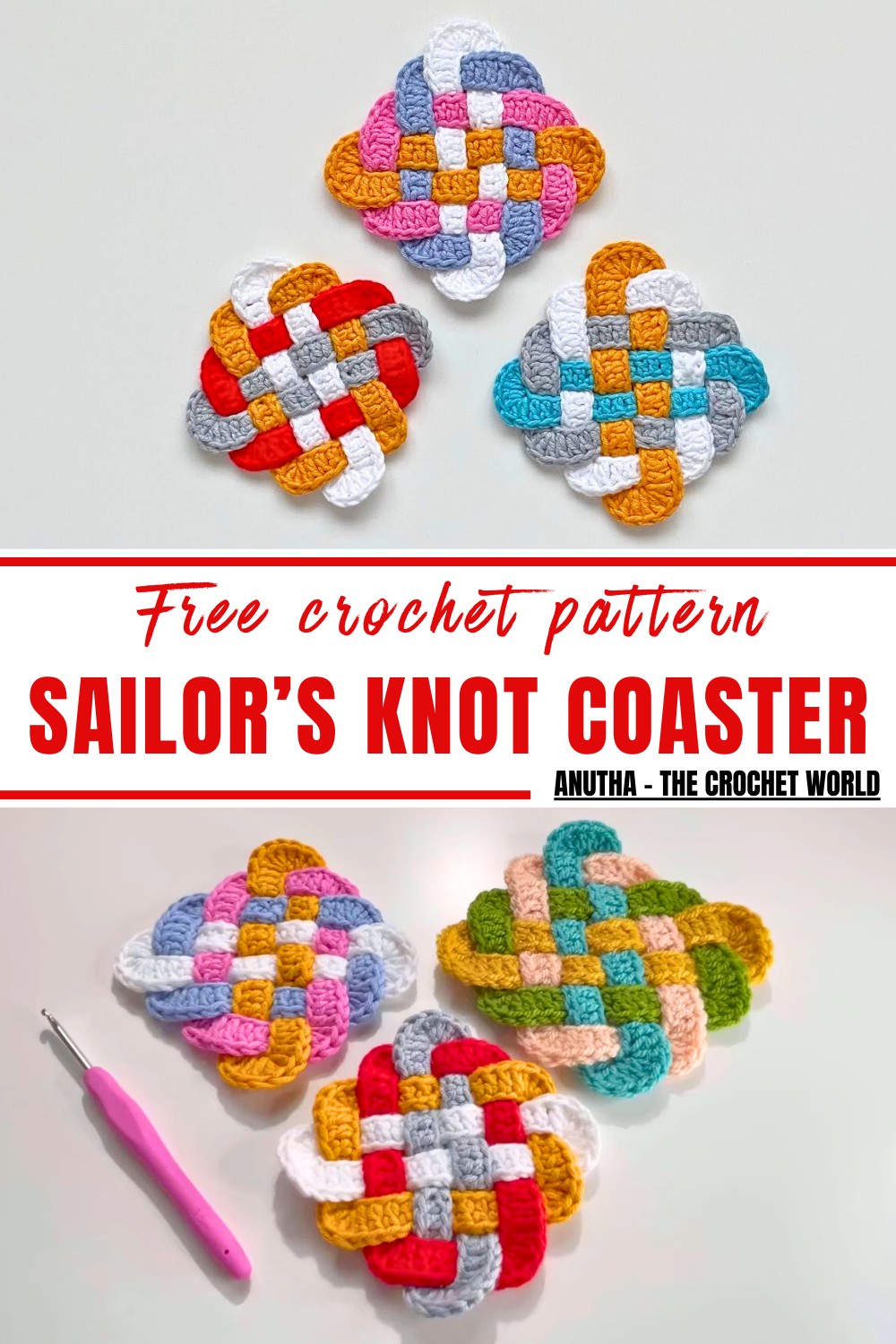 Crochet Sailor’s knot Coaster Pattern