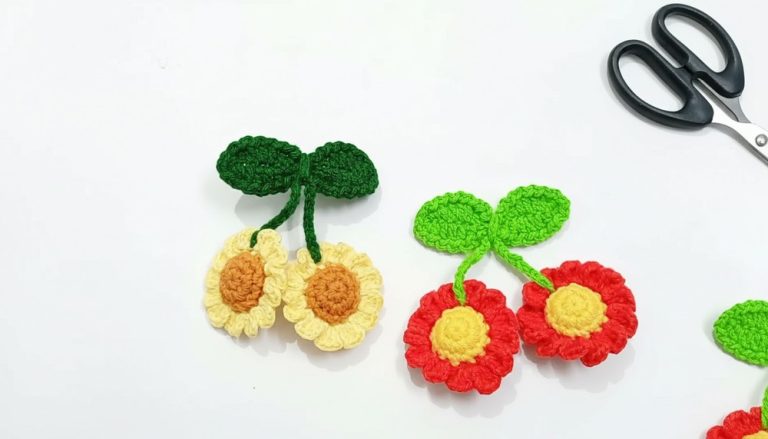 Crochet Sunflower Hair Tie Pattern 9