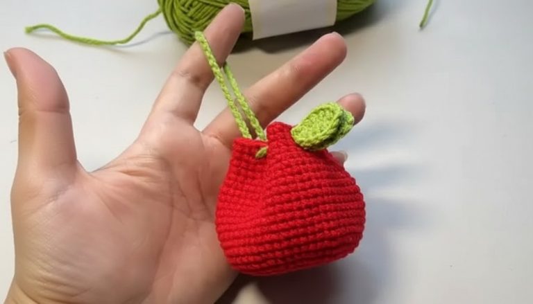 Crochet Apple Earphone Bag Pattern 9