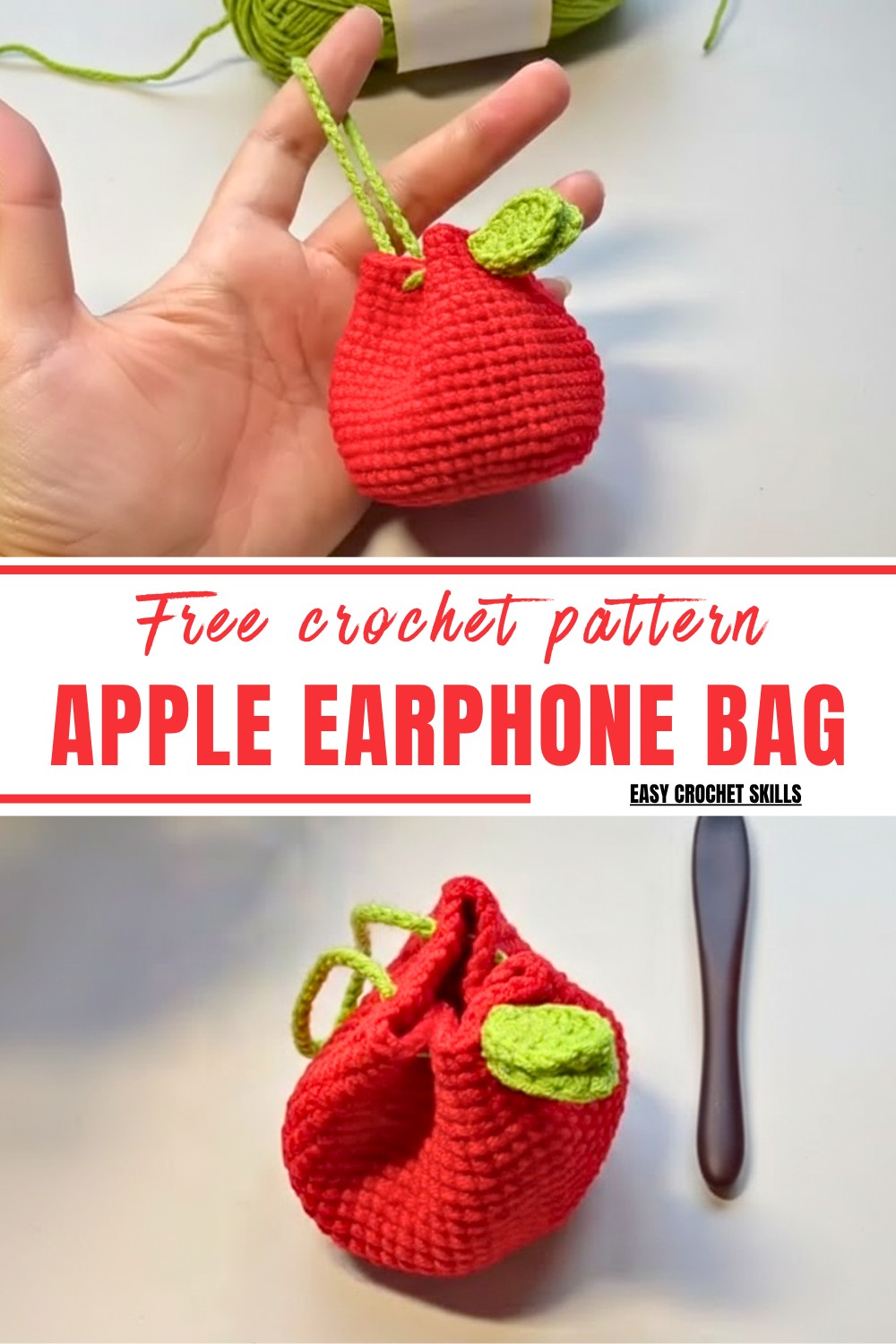 Crochet Apple Earphone Bag Pattern