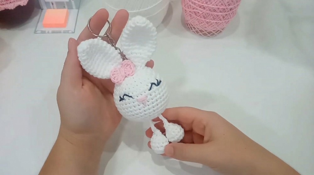 Crochet Bunny Amigurumi Keychain Pattern 8