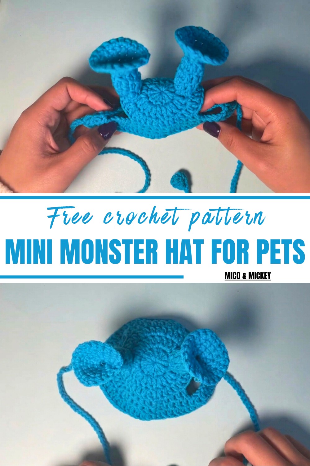 Crochet Mini Monster Hat For Pets Pattern