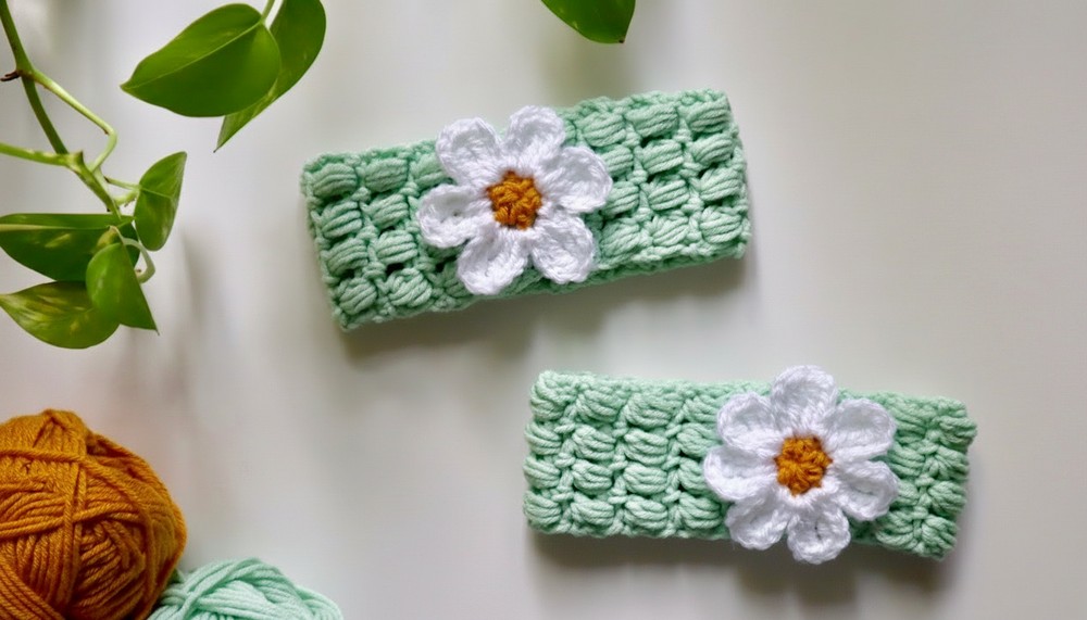 Crochet Baby Puff Stitch Headband Pattern 9