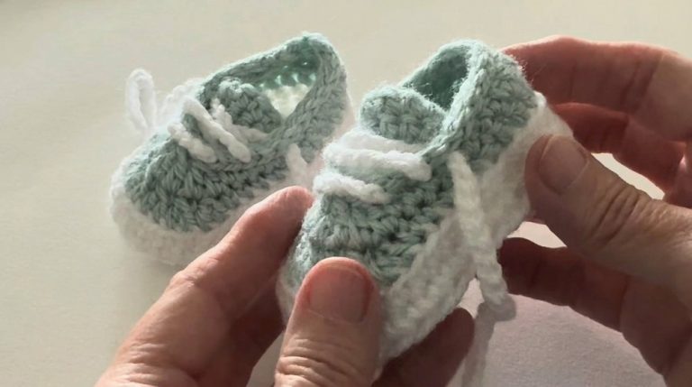 Crochet Baby Tennis Booties Pattern 8