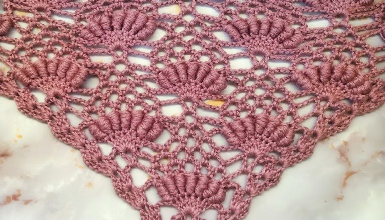 Crochet Bullion Stitch Shawl Pattern 8