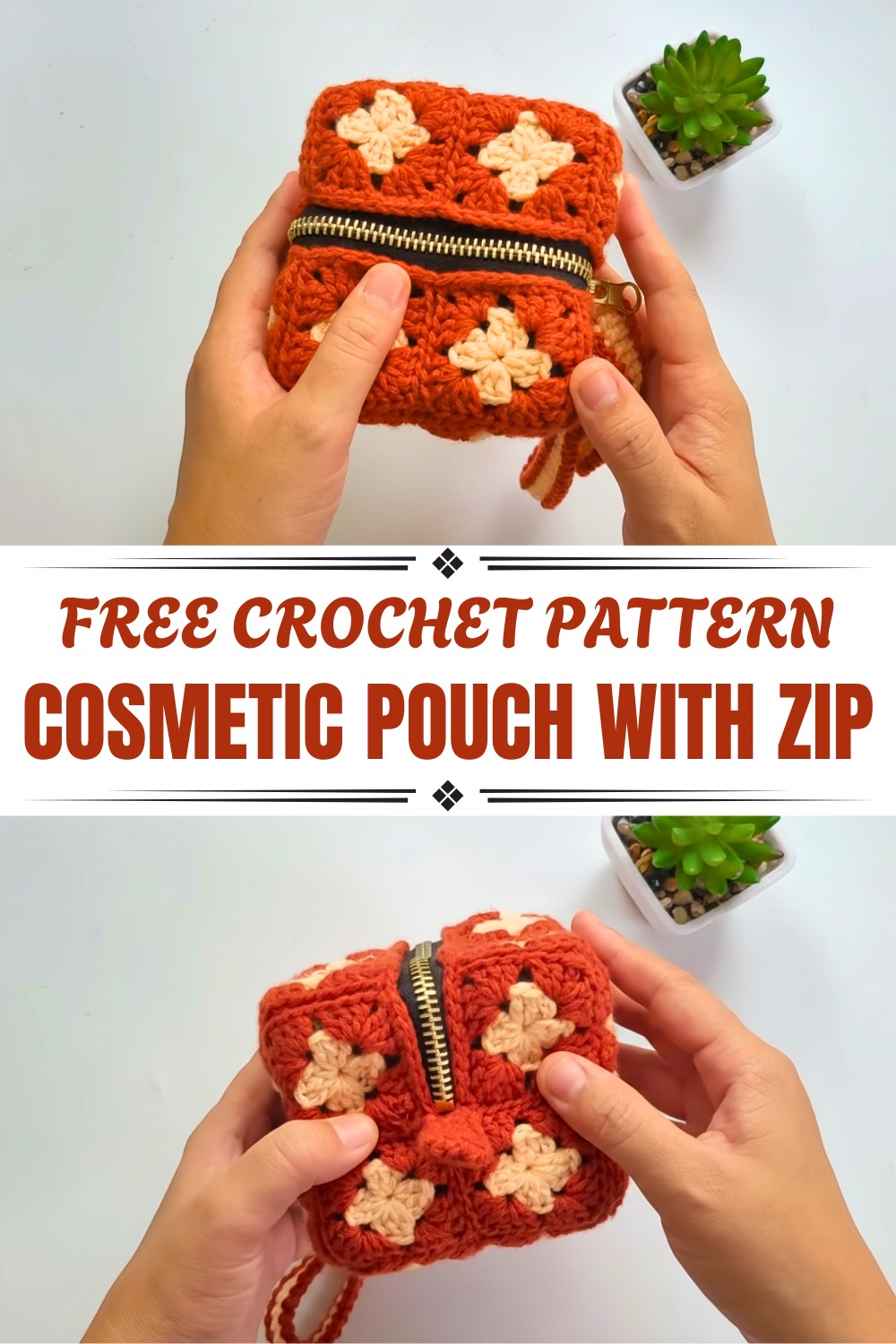 Crochet Cosmetic Pouch With ZIP Pattern