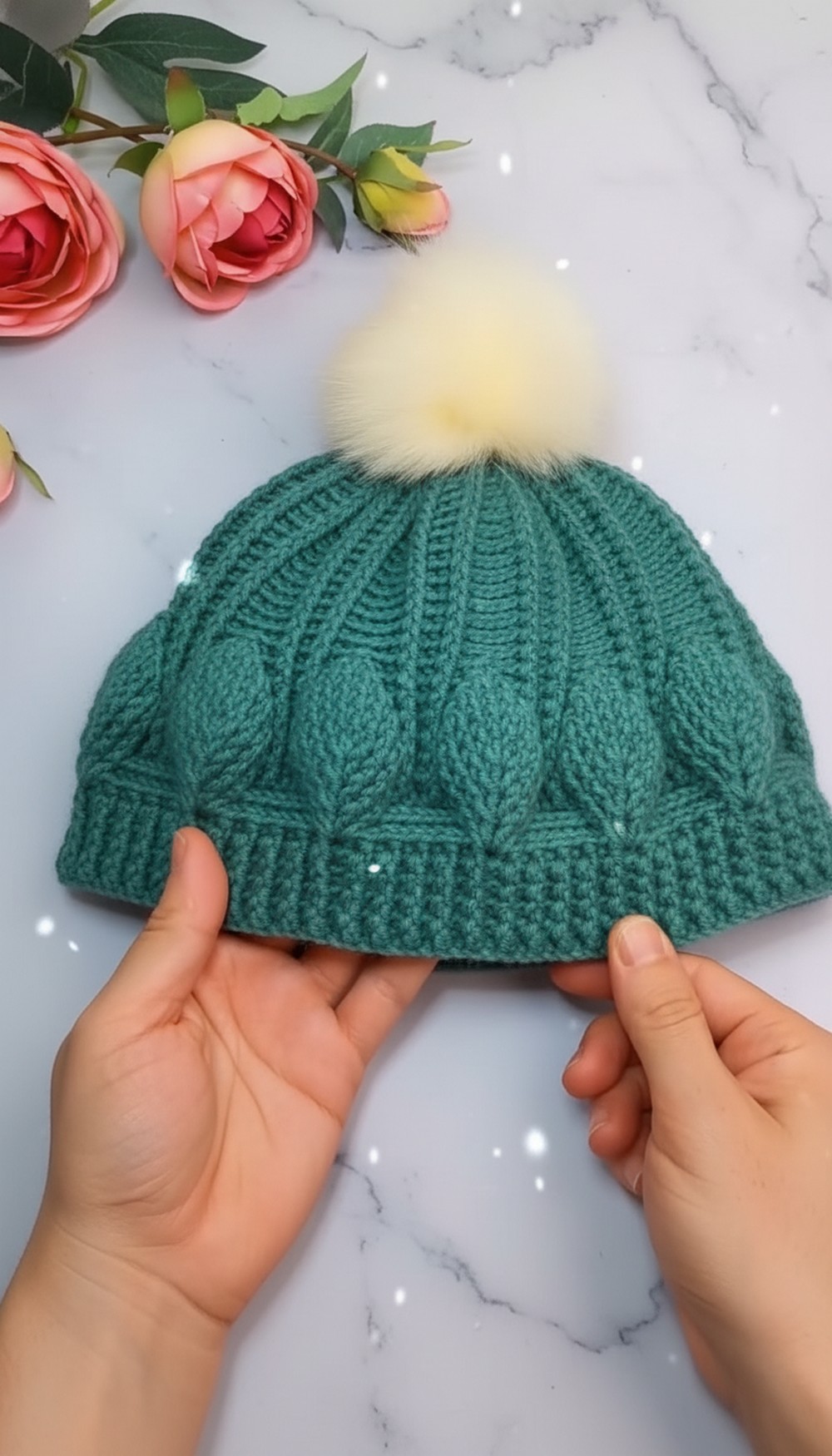 Crochet Leaf Stitch Beanie Pattern 8