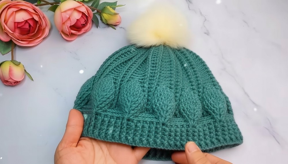 Crochet Leaf Stitch Beanie Pattern 9