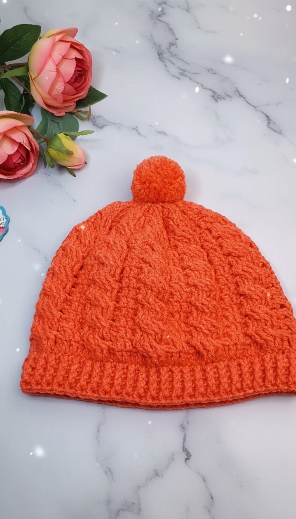 Crochet Pom Pom Beanie Pattern 8