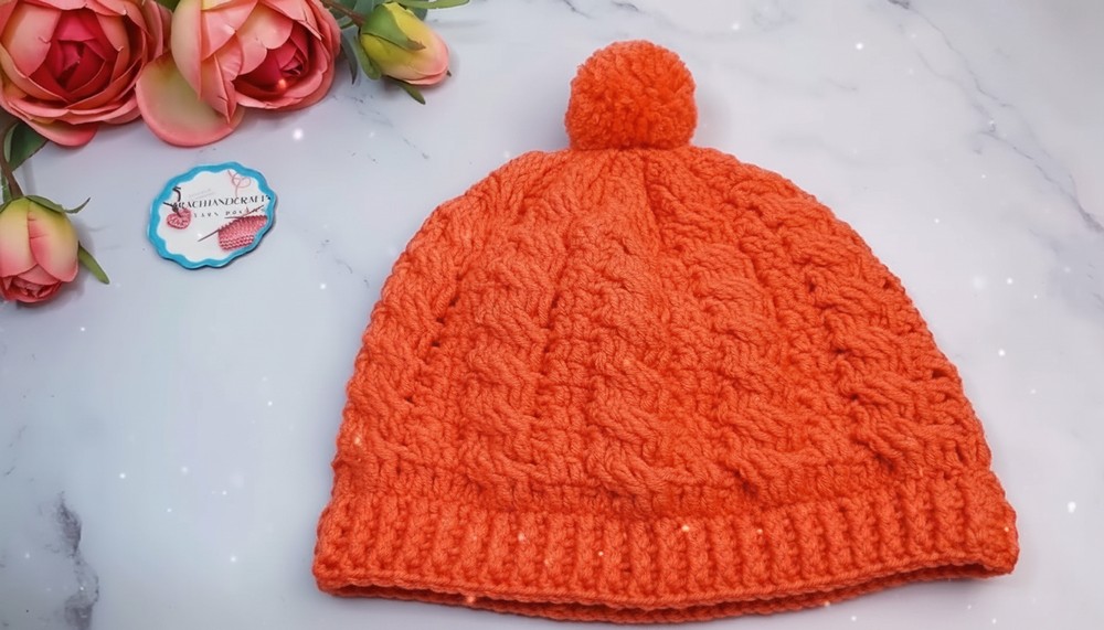 Crochet Pom Pom Beanie Pattern 9