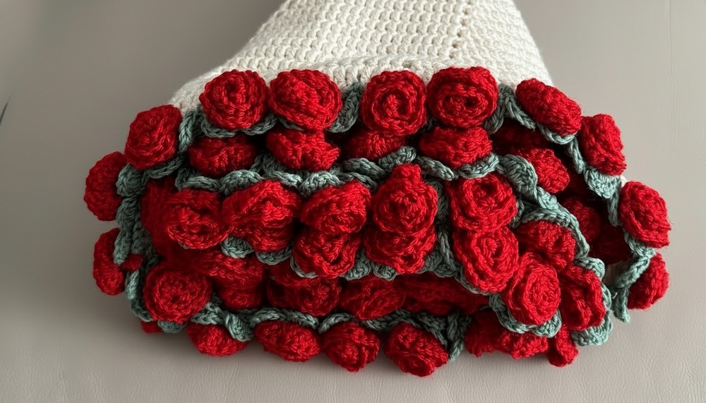 Crochet Rose Bouquet Blanket Pattern 8