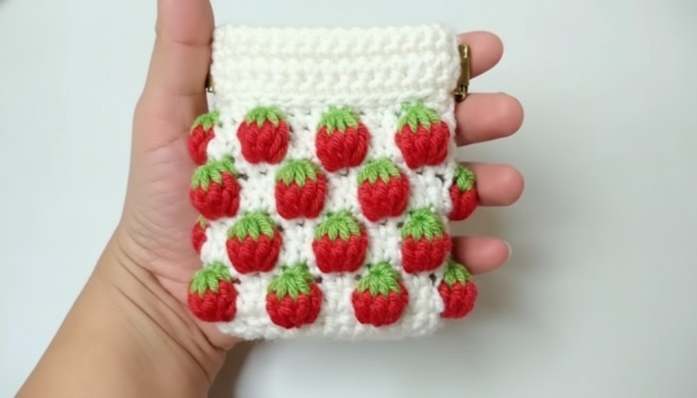 Crochet Strawberry Coin Purse Pattern 8