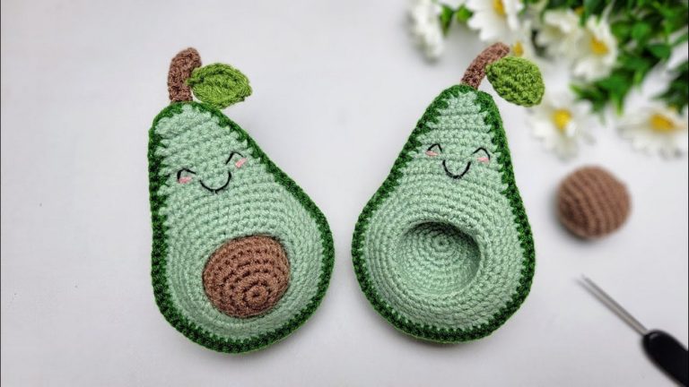 Cute Crochet Avocado Keychain Pattern 9
