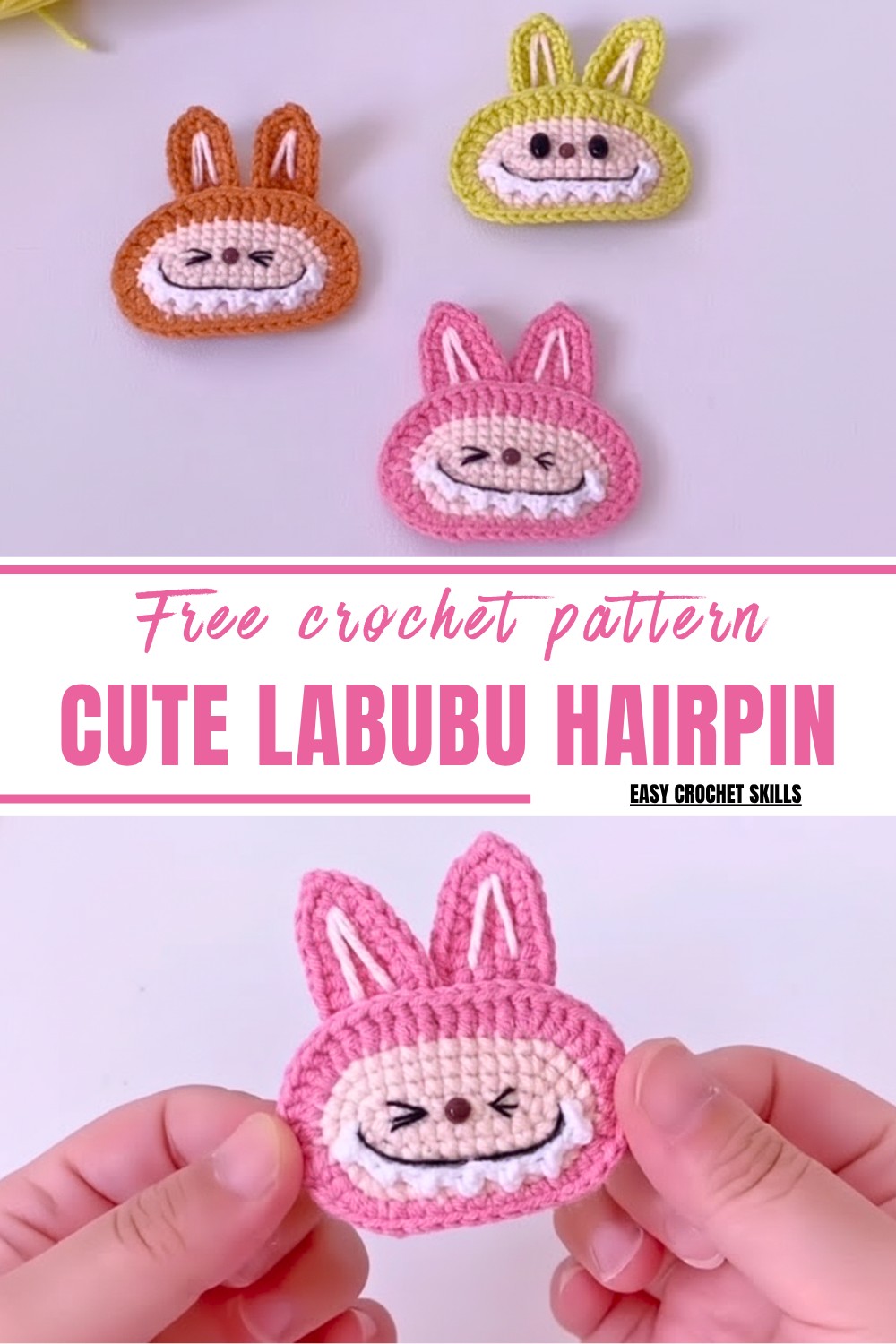 Cute Crochet Labubu Hairpin Pattern