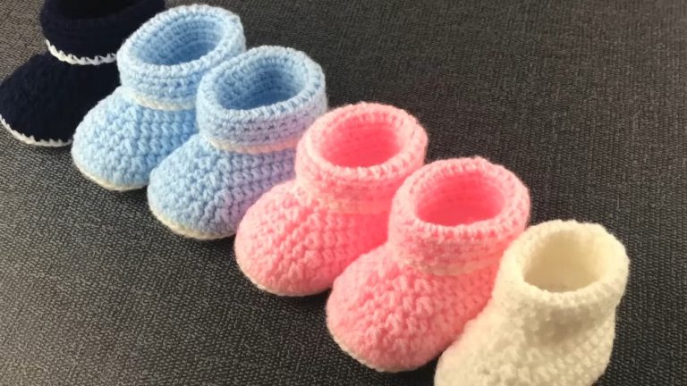 Easy Crochet Baby Booties Pattern 8