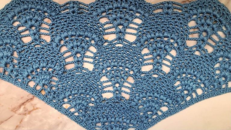 Quick Crochet Puff Stitch Shawl Pattern 8